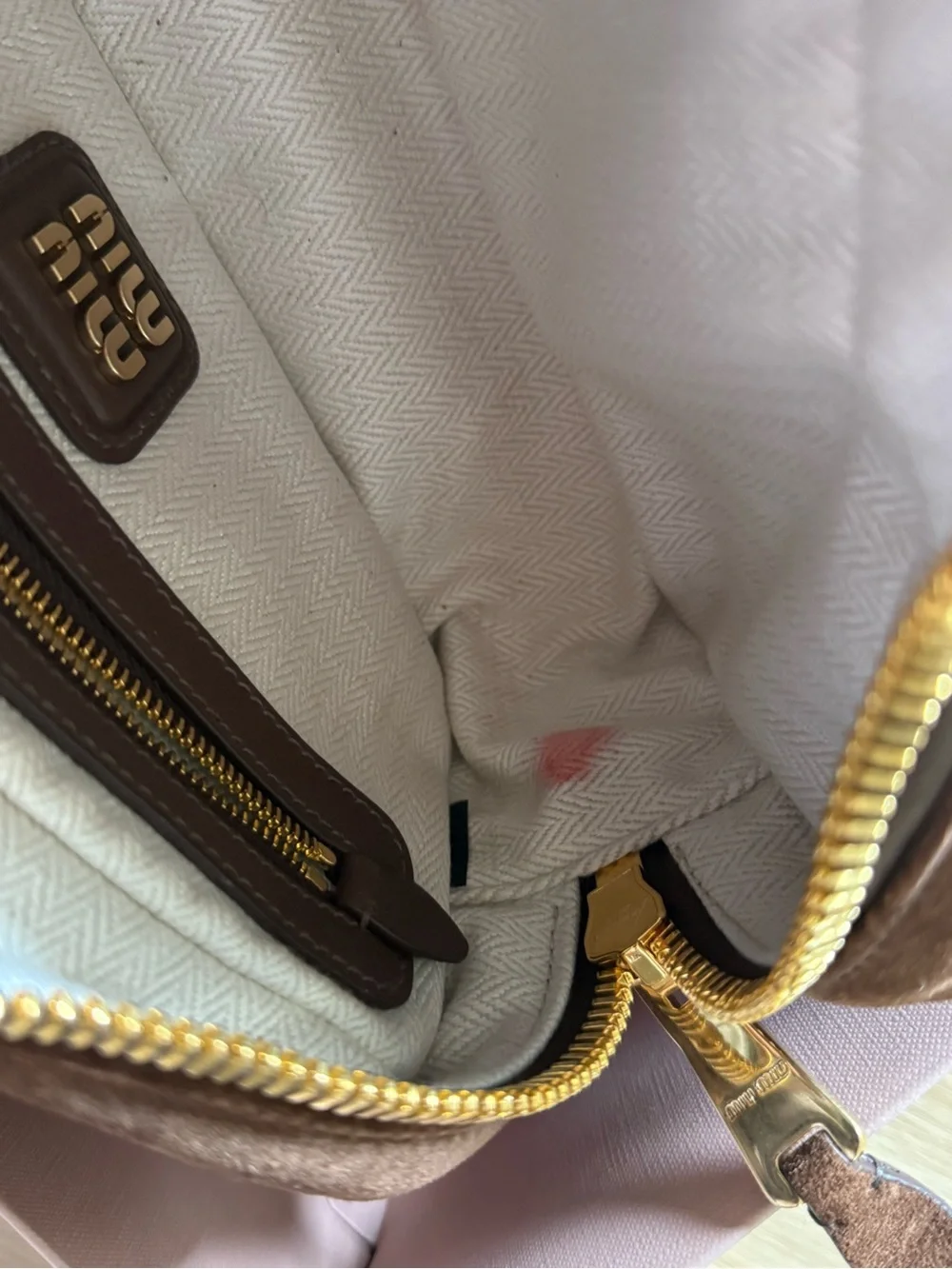 Miu Miu Brown Suede Top-Handle Satchel with Detachable Strap (brand new 1 stain) - Picture 4 of 5